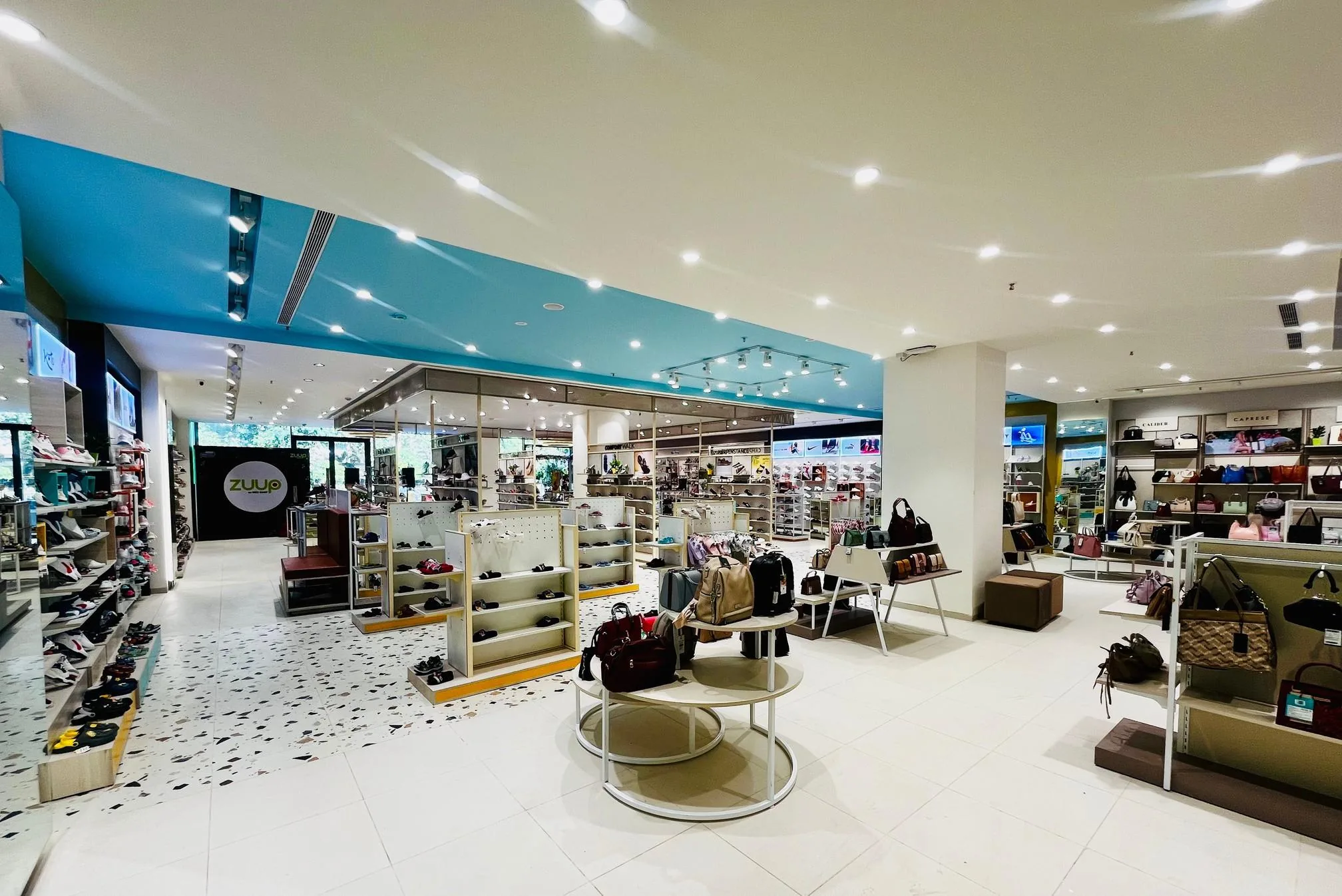 Retail interior project with footwear and apparel displays